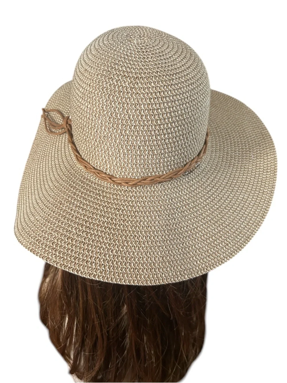 Vintage Wide Brim Straw Hat with Braided Trim - Picture 5 of 8